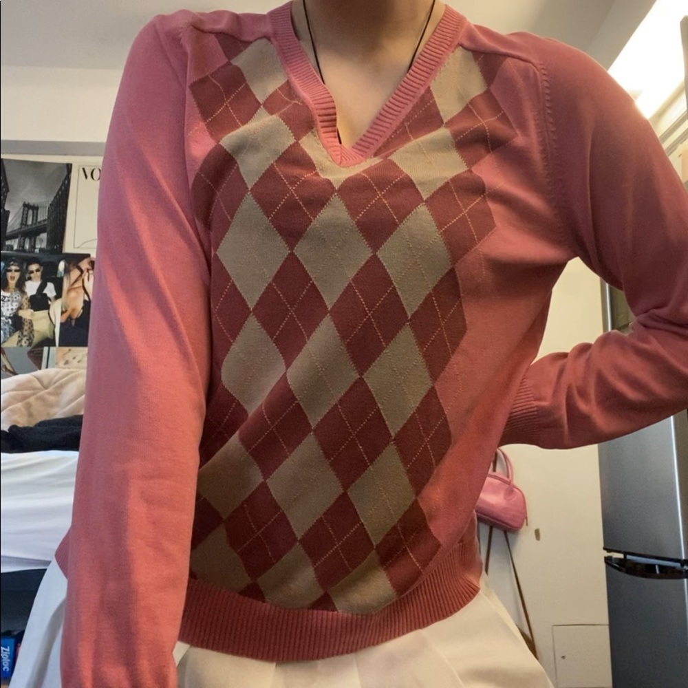 Pink Argyle Sweater